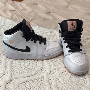 Air Jordan High-Top Sneakers in White and Black